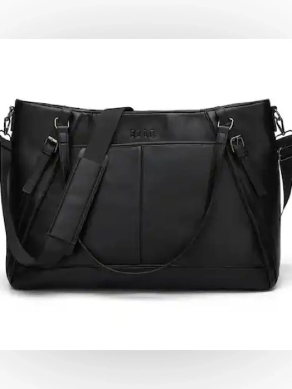 Elle Black Duffel Bag Shoulder Strap Leisure Luxe 33L Vegan Leather Weekender
